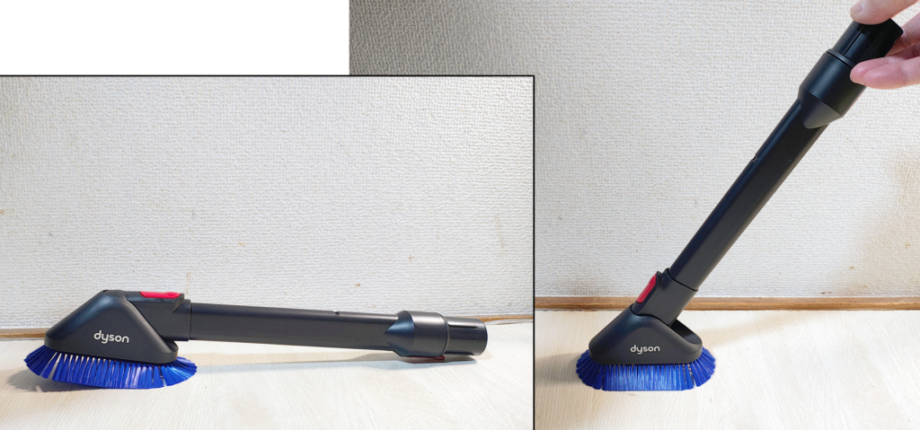 ブラシ付き隙間ノズルのブラシの可動域